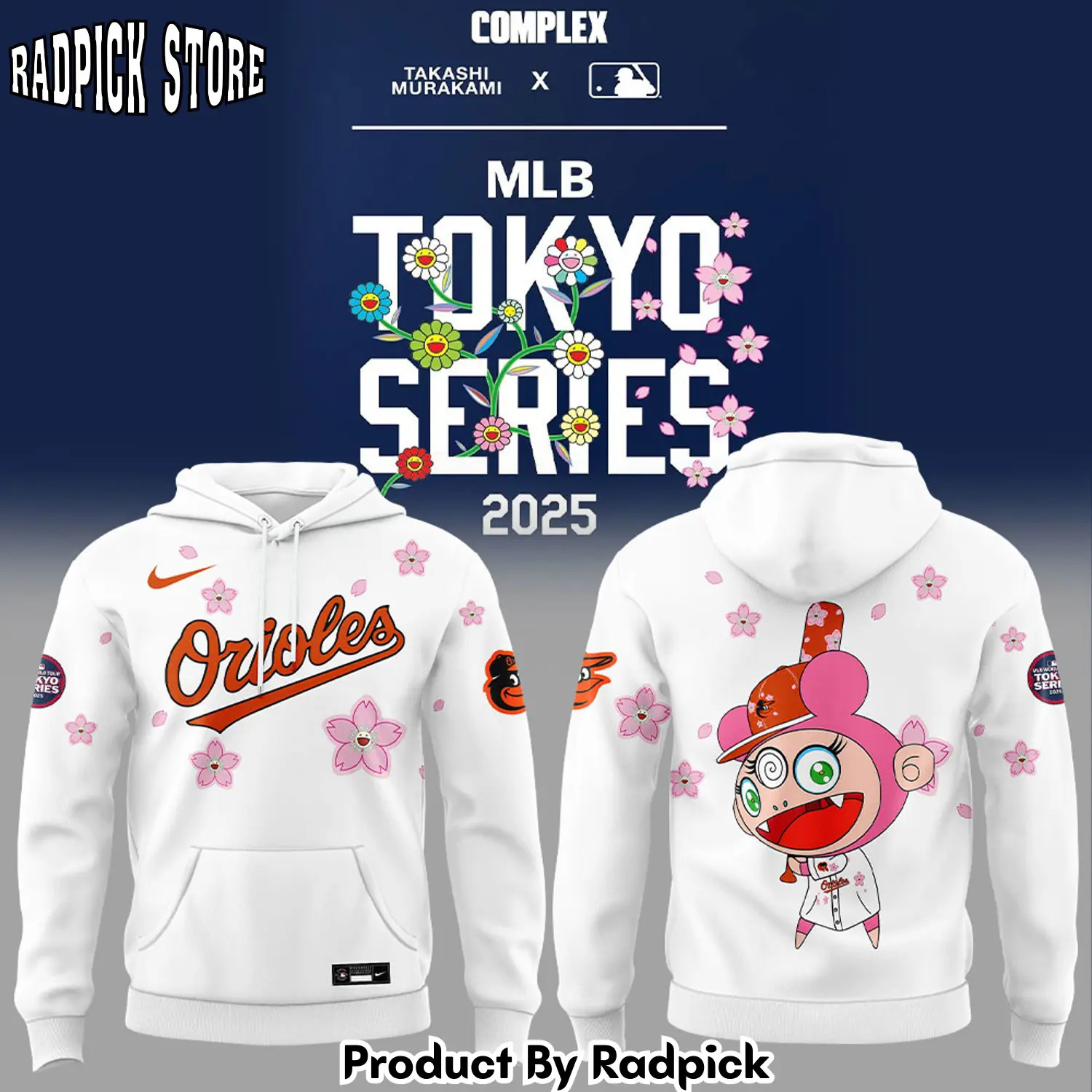 Baltimore orioles takashi murakami x mlb world tour tokyo series hoodie joggers hoodie and long pants set rp291919